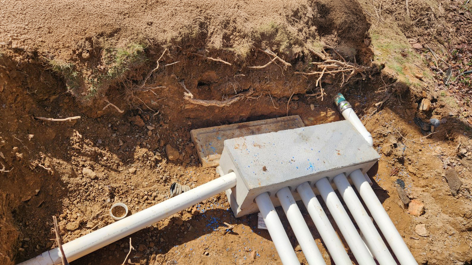 Flipped septic maintenance replacement piping header hero city va