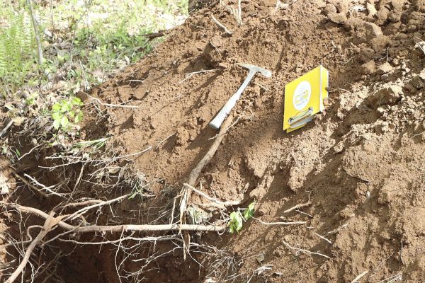 Perc test excavation in the Fredericksburg area with field notes on the spoil pile