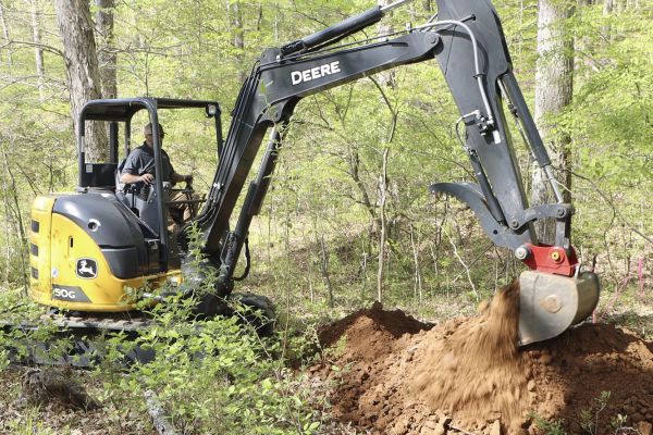 Tractor work on a soil evaluation site in the Hartfield area